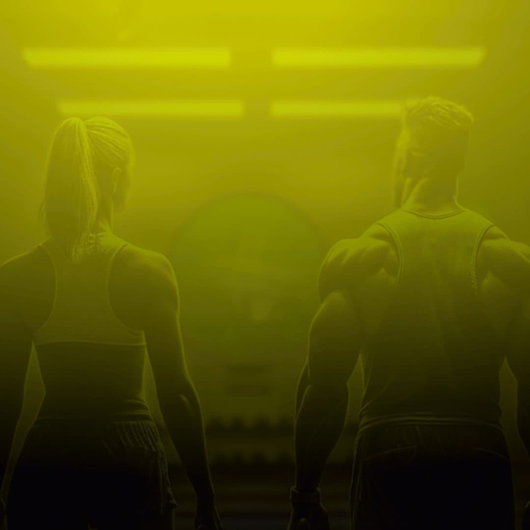 Two Powerfit members training